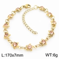 Gold star bracelet featuring linked five-point stars with pink zircon stone inlays - Gold + Pink Zircon (KB183065-TJG)