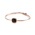 Rose gold geometric bangle featuring a cushion-cut black stone and adjustable chain - Black Style (KB120112-KHY)
