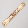 Cinturón elástico para mujer con doble hebilla tallada vintage en color dorado - Dorado Espejo