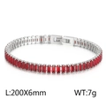 Tennis bracelet with rectangular red cubic zirconia in silver-tone titanium steel - Style A Red Zirconia (KB165618-Z)