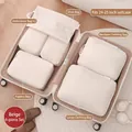 6-piece beige travel organizer set with mesh bags for 24-25 inch suitcases - Beige 6-Piece Set