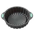 Stampo per torta in silicone grigio a forma di girasole con manici verde acqua - Stampo a Fiore