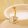 Piercing all'ombelico a cuore in acciaio dorato con zirconi chiari incastonati - Forma di Cuore (1#) / 0,8 cm x 1,2 cm / Oro