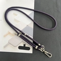 Adjustable dark purple braided crossbody phone lanyard with silver metal buckle and clip - 8mm Dual Adjustable / Apple Purple