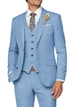 Men's slim fit three-piece business suit in light blue including blazer vest and trousers - Blue