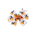 White Halloween bow hair clip with orange pumpkin wizard pattern and resin charm - 10# White Printed Pumpkin