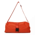 Large orange Oxford cloth crossbody bag with adjustable strap and buckle closure - Large / Orange