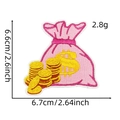 Pink money bag embroidered patch with dollar sign, western cowgirl party accessory - Money Bag Style (5#)
