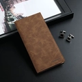 Cartera larga de cuero marrón para hombre con múltiples ranuras para tarjetas y estilo retro - Marrón Vintage