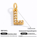 Golden letter L pendant in stainless steel with cubic zirconia and 9.52mm size - Letter L