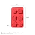 Red 6-cavity gingerbread house silicone cake mold measuring 27.5x16.5x3 cm - YH1069 6-Cavity Gingerbread House Mold / Red