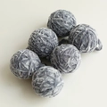 Pack of six grey velvet yarn balls for DIY Christmas ornaments and crafts decorations - 5cm / Set of 6 / Silver Gray