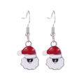 Festive Santa Claus alloy drop earrings in red and white enamel finish for Christmas - 12. Santa Claus Silver