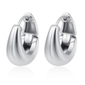 Pendientes de aro minimalistas en forma de U de acero inoxidable pulido sobre fondo blanco - Oro de 18K / Color Acero