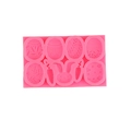 Pink silicone mold with Easter bunny, decorated eggs, and small carrot shapes - Style 1 Pink (8-Cavity Multi-Pattern)