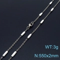 Silver-tone titanium steel necklace with white cylinder accents, 550mm chain with lobster clasp - Steel White (KN232249-Z)