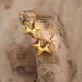 Macro shot of gold star-shaped earrings placed on a natural stone with polished finish - EH372-Fashion Star