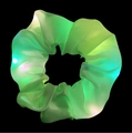 Green LED glowing scrunchie made of shiny satin fabric for parties and nightclubs - Green