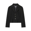 Completo blazer nero corto da donna con maniche a sbuffo e bottoni d'argento - XS / Tops