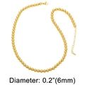 Collana a sfere dorate lucide da 6mm con chiusura a moschettone e catena regolabile - 6mm / Oro