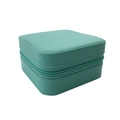 Mint green square travel jewelry box in saffiano texture with zip closure - Blue Leather Jewelry Box