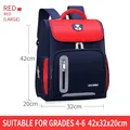 Ergonomic large navy and red school backpack for children in grades 4-6 - Large (42x32x20cm) / Red