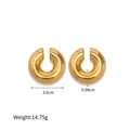 Orecchini a cerchio minimalisti in acciaio inossidabile dorato a forma di C lucidi - Cerchi a C spessi / Oro