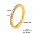 Minimalist 18K gold plated titanium steel ring with sparkling zircon inlays - US 6 / Gold