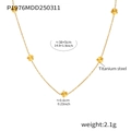 Detailed specs of titanium steel gold flower necklace with 38+5cm chain and 2.1g weight - Flower Clavicle Necklace (P1976) / Gold Necklace / 40+5cm