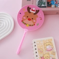 Pink fan-shaped ballpoint pen featuring a cute Christmas reindeer cartoon pattern - Elk
