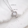 Silver heart pendant necklace with zircons including size and weight measurements - Necklace / White