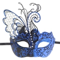 Luxurious butterfly masquerade mask in black and blue gradient with sparkling rhinestones - Blue Butterfly Mask