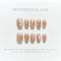 Handmade gradient pink press-on nails with 3D white flowers and silver glitter decoration - Extra Small (XS) / Ice Flower Short Coffin Style (1030)
