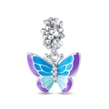 Detailed butterfly pendant featuring purple-blue gradient enamel and zircon accents - Luminous Colorful Butterfly Pendant