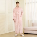 Men's pink thickened flannel bathrobe with tie waist and plush texture for winter warmth - Light Pink (Men)