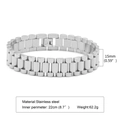 Bracciale a cinturino in acciaio inossidabile argento 15mm con circonferenza 22cm e 62g - 15mm: 22cm / Color Acciaio