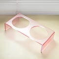 Modern translucent pink acrylic double pet bowl stand with durable curved support legs - Solid Pink Double Rack