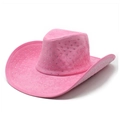 Chapeau de cowboy rose en daim avec strass et style Y2K pour hommes et femmes - M (56-59cm) / Rose