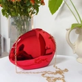 Polished red mirror egg-shaped evening bag with a gold metal chain strap detail - Red (Transparent)