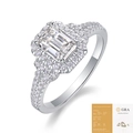 Luxurious S925 silver moissanite ring with emerald cut halo and GRA certificate - R13053 Emerald Style (With GRA)