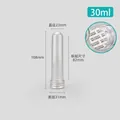Provetta in PET trasparente da 30ml con tappo a vite in alluminio argento per liquidi - Provetta da 30 ml + tappo Al + cuscinetto a pressione