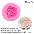 Pink silicone rose flower mold and white finished resin craft showing petal texture - Type 2-Rose (15-772) / Pink