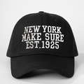 Berretto da baseball classico in cotone nero con ricamo New York e cinturino regolabile - Taglia Unica(Regolabile) / Nero