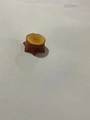 Miniature resin tree stump with brown bark texture and yellow growth rings - US 9