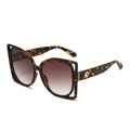 Lunettes de soleil carrées écaille de tortue avec monture ajourée et verres dégradés - Monture Léopard / Verres Thé