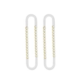 Pendientes geométricos en forma de U bicolor oro y plata con cristales de circonita - Color Acero