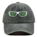 Detailed embroidery of FERXXO logo on charcoal grey washed cotton baseball cap - Green