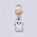 Porte-clés chat mignon blanc et gris avec un charmant pendentif en forme de cœur doré - Expression Chat Blanc
