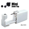 Mini 3mm schwarze Kugelstecker mit weißem Einweg-Ohrlochstechwerkzeug Set - Schwarz 3mm Kugel