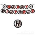Racing tire happy birthday banner with 15 pieces of 5.39 inch round paper flags - Banner
